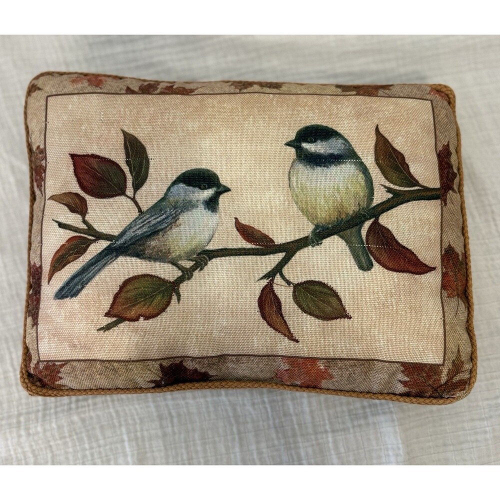 Autumn Accent Pillow Black-capped Chickadee Bird  9 x 12